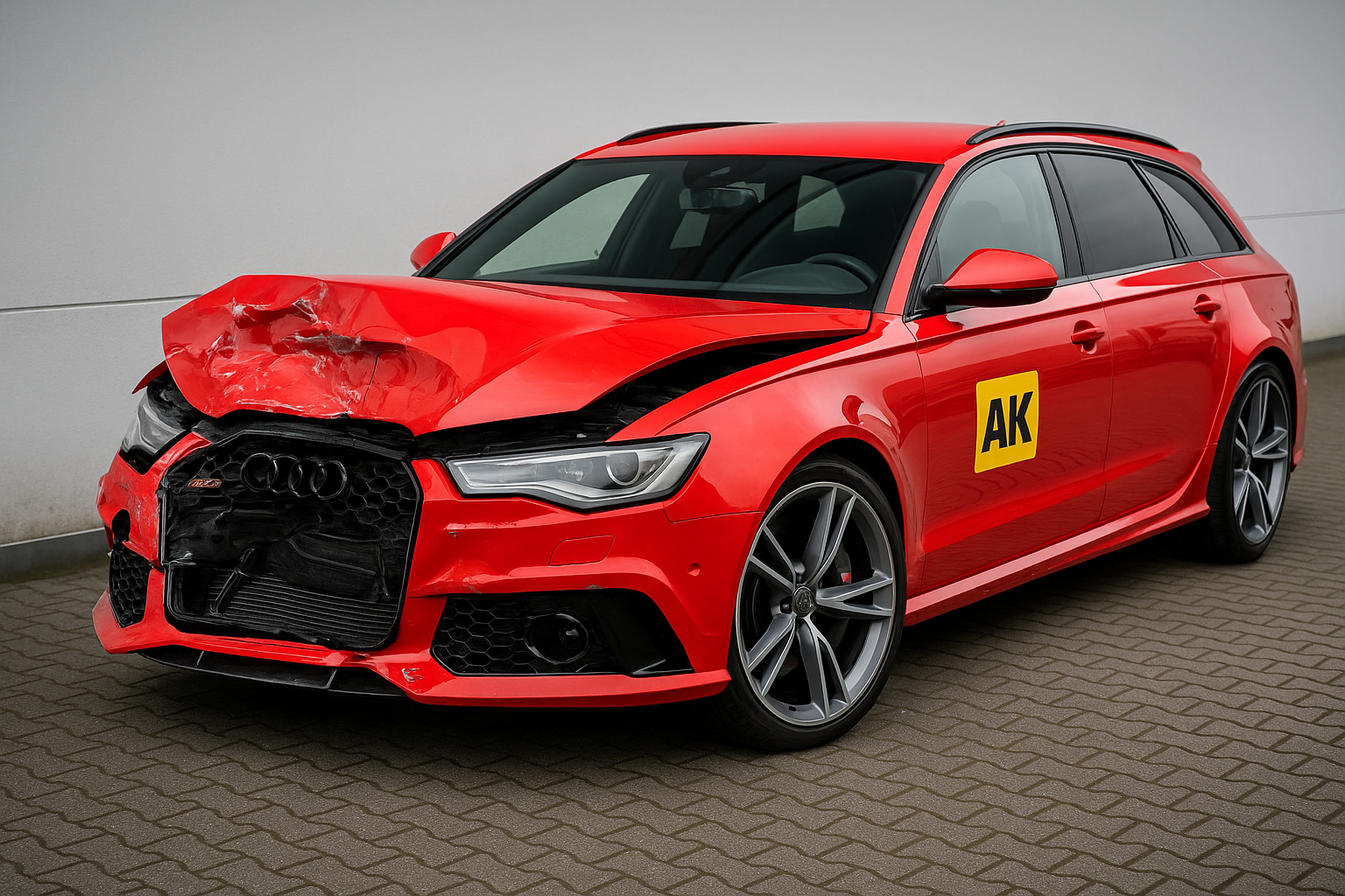 Roter Audi RS6 Unfallwagen mit AK-Logo – Unfallwagen Ankauf Köln, Bonn & NRW