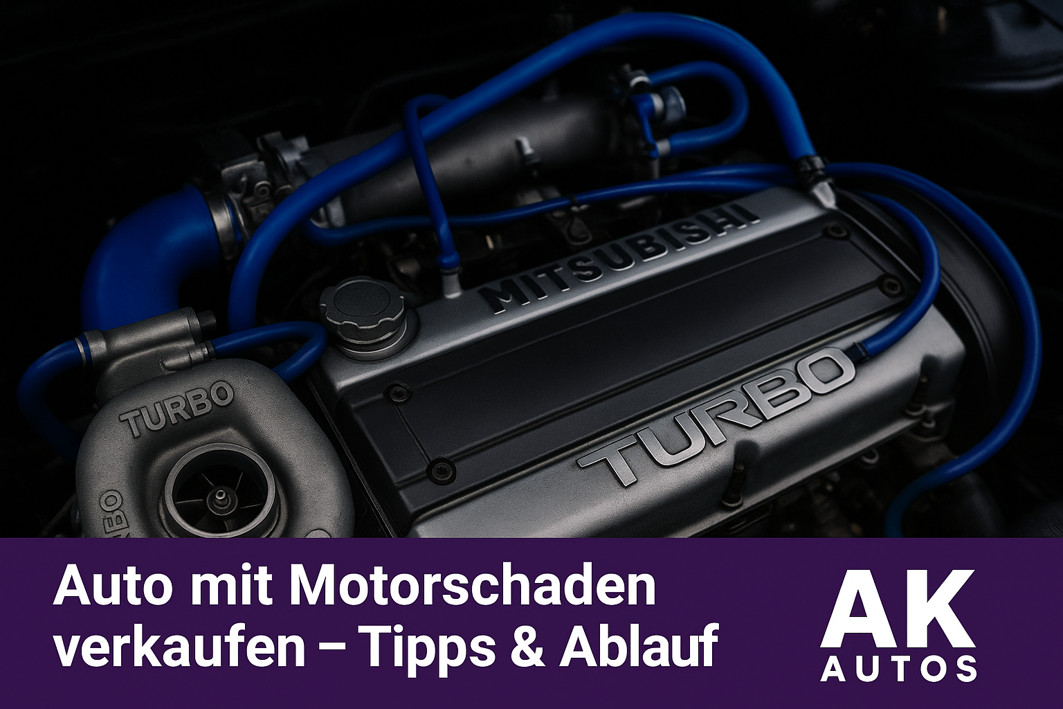 „Motorraum eines Fahrzeugs mit sichtbarem Turbolader – Auto mit Motorschaden verkaufen | AK Autos“