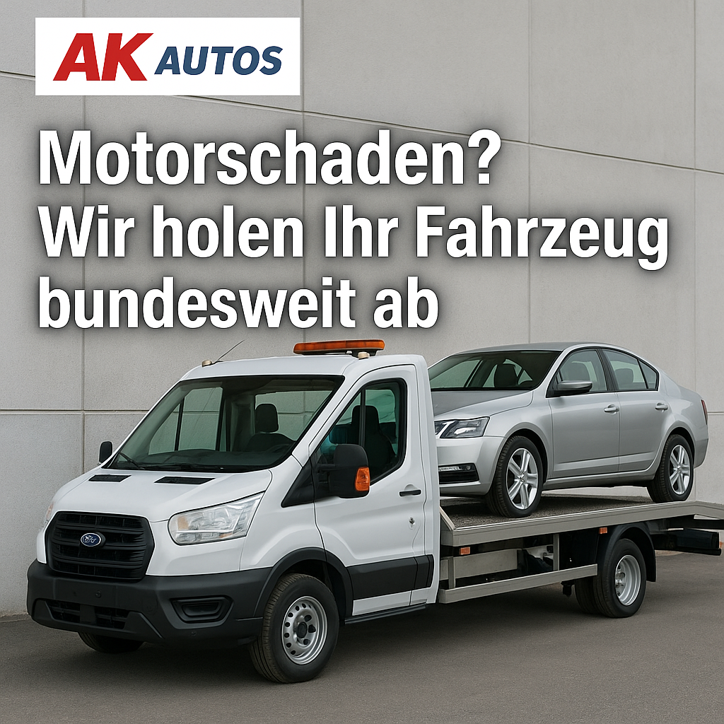 AK Autos Abschleppwagen mit defektem Auto – Motorschaden? Wir holen Ihr Fahrzeug bundesweit ab. Seriöser Motorschadenankauf und Abholservice deutschlandweit.