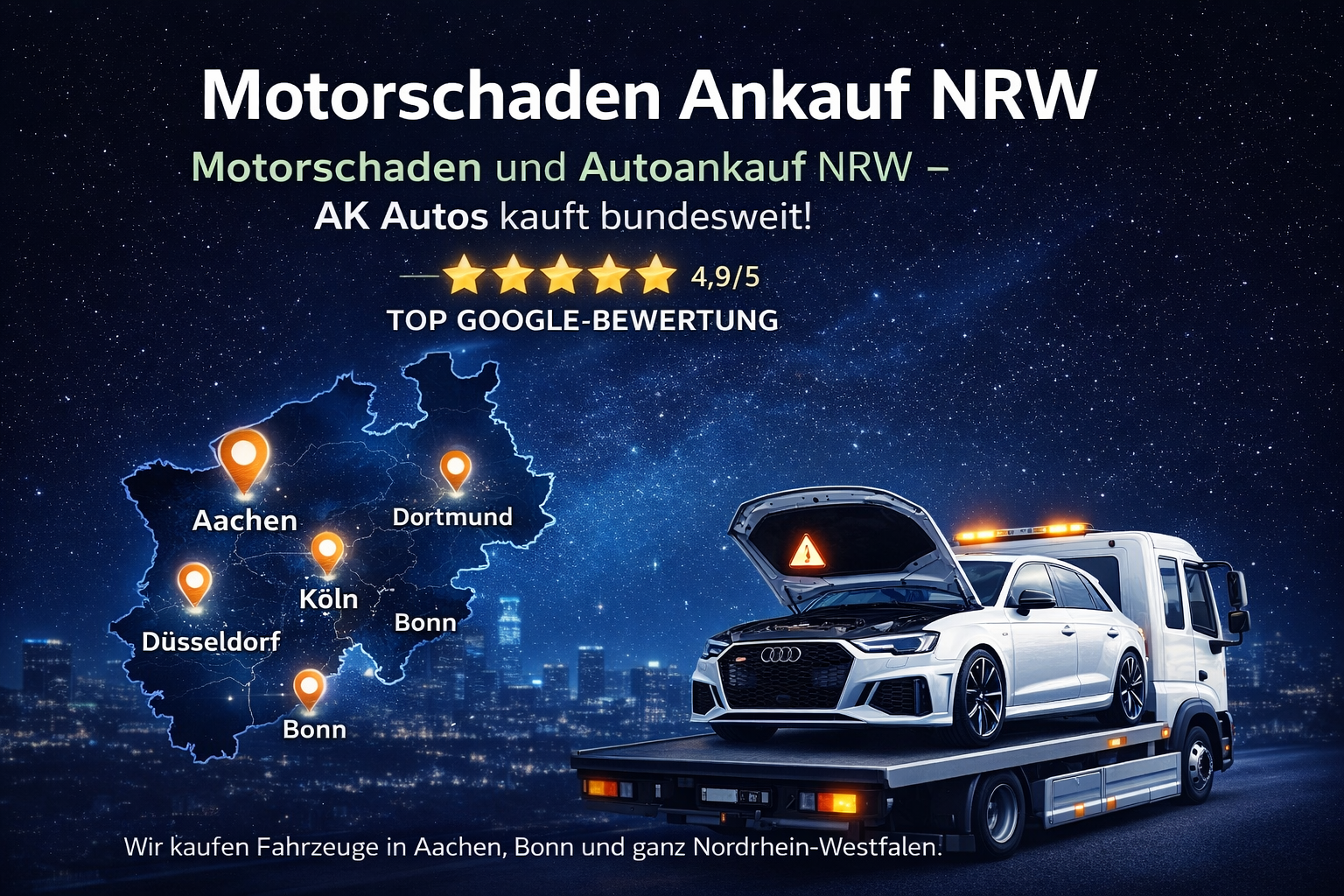 Autoankauf NRW – Standorte von AK Autos für Motorschaden- und Autoankauf