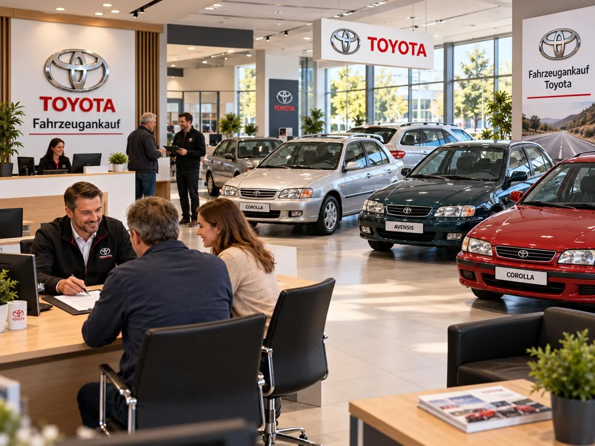 Fahrzeuge im Showroom als Beispiel für den Toyota-Ankauf